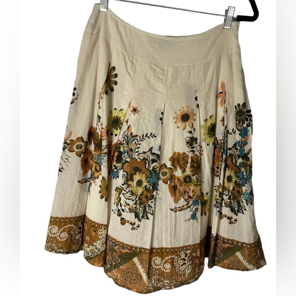 DIMRI Boho Style Box Pleat Lined Floral Skirt Size Med NWOT